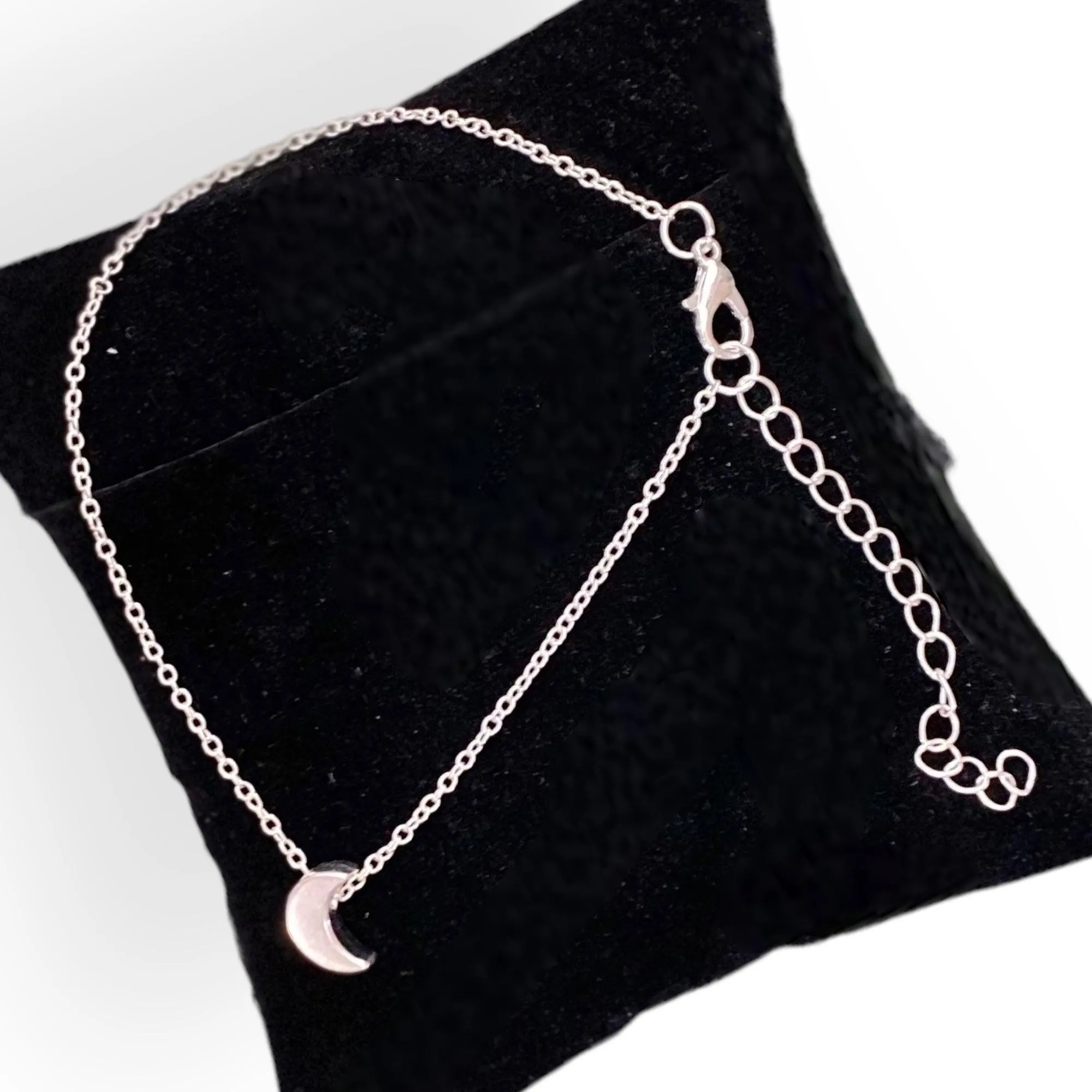 Silver Crescent Moon Anklet