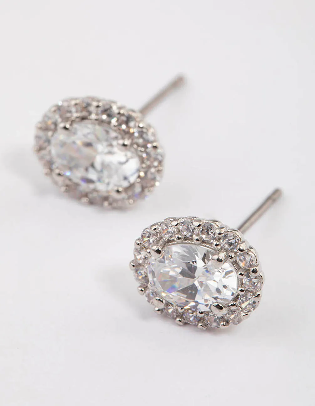 Silver Oval Cubic Zirconia Stud Earring Pack