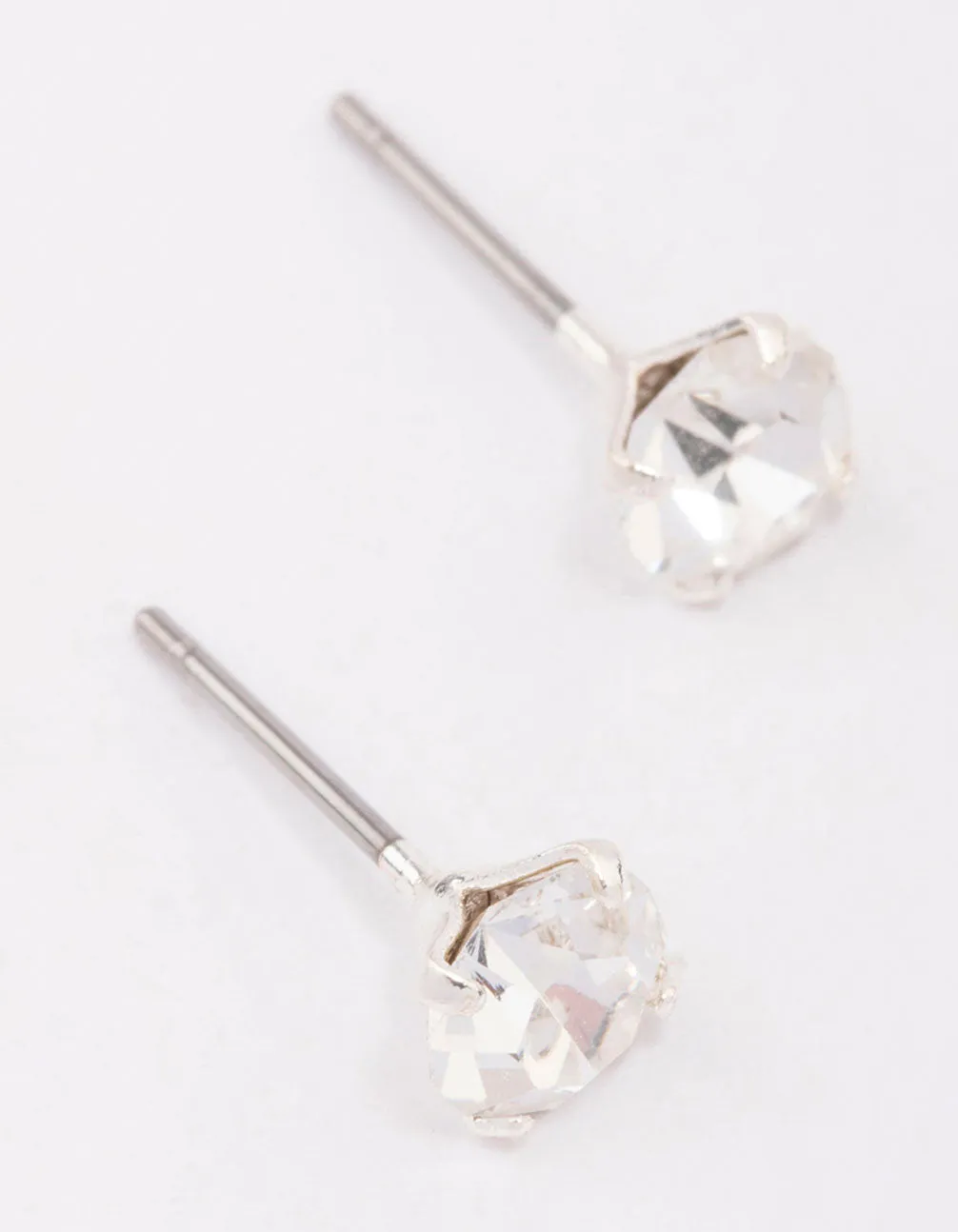 Silver Round Crystal Stud Earrings