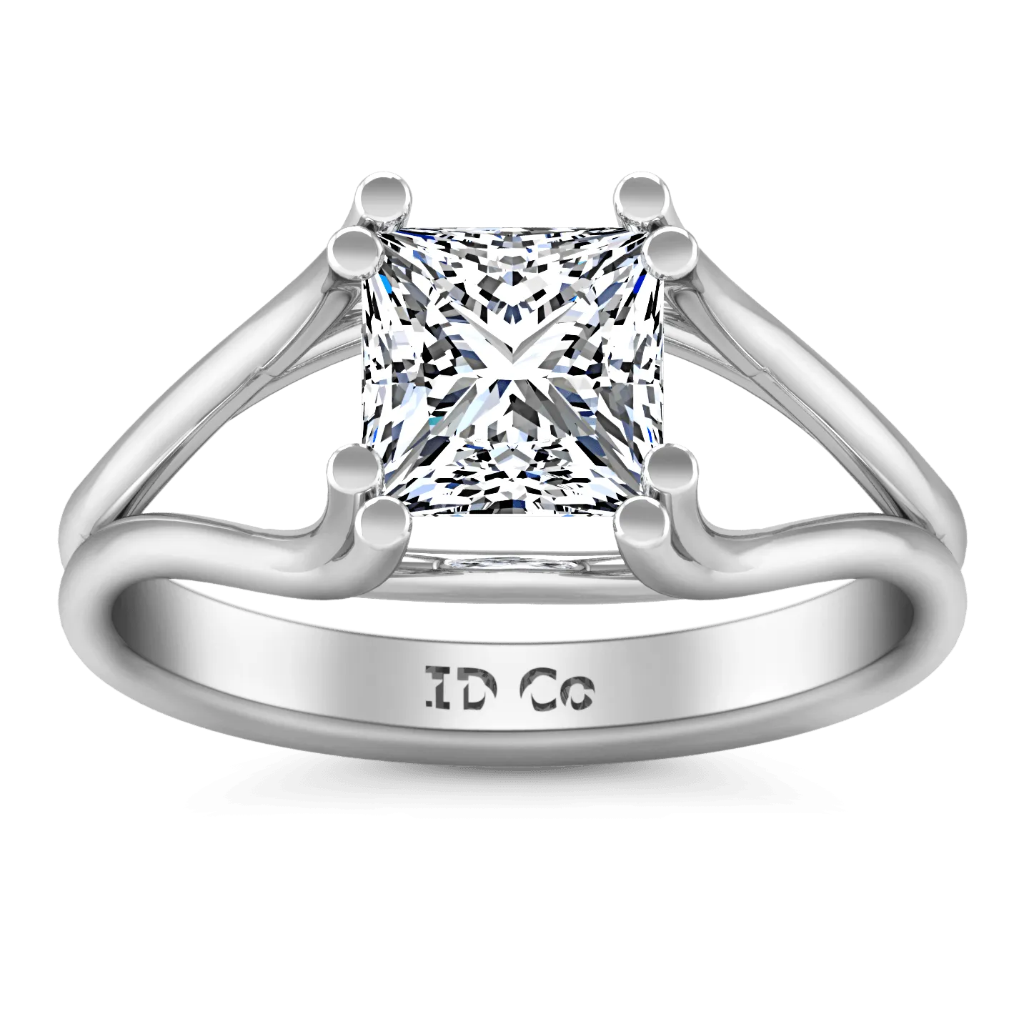 Solitaire Princess Cut Diamond Engagement Ring Bella 14K White Gold