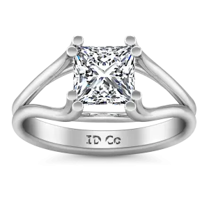 Solitaire Princess Cut Diamond Engagement Ring Bella 14K White Gold