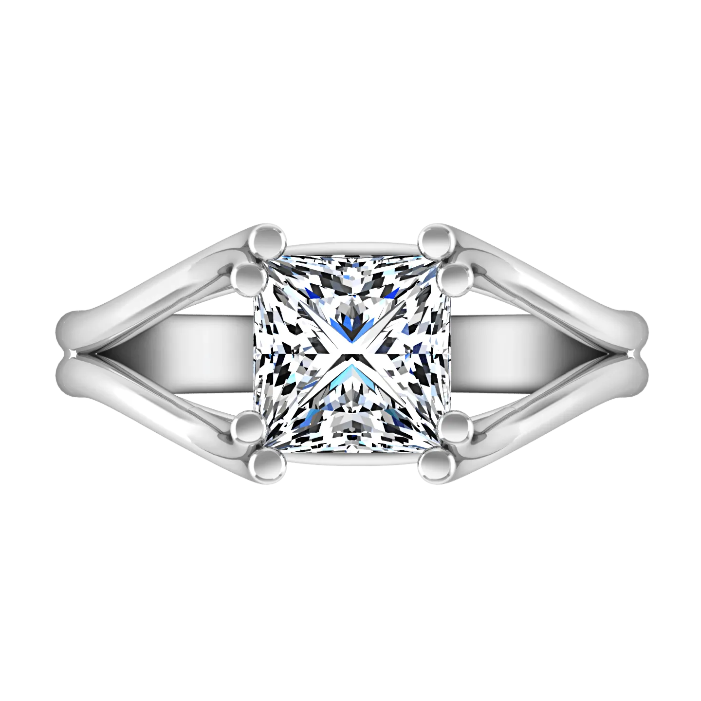 Solitaire Princess Cut Diamond Engagement Ring Bella 14K White Gold