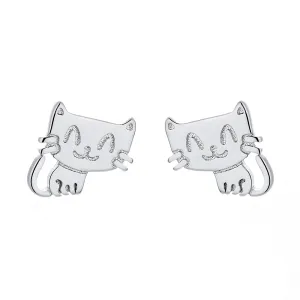 Sterling Silver Cat Earrings