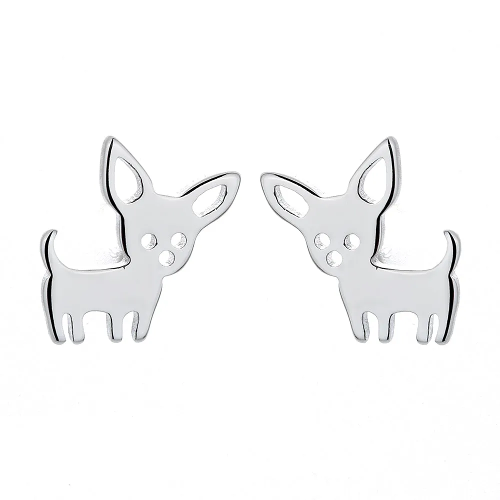 Sterling Silver Chihuahua Dog Earrings