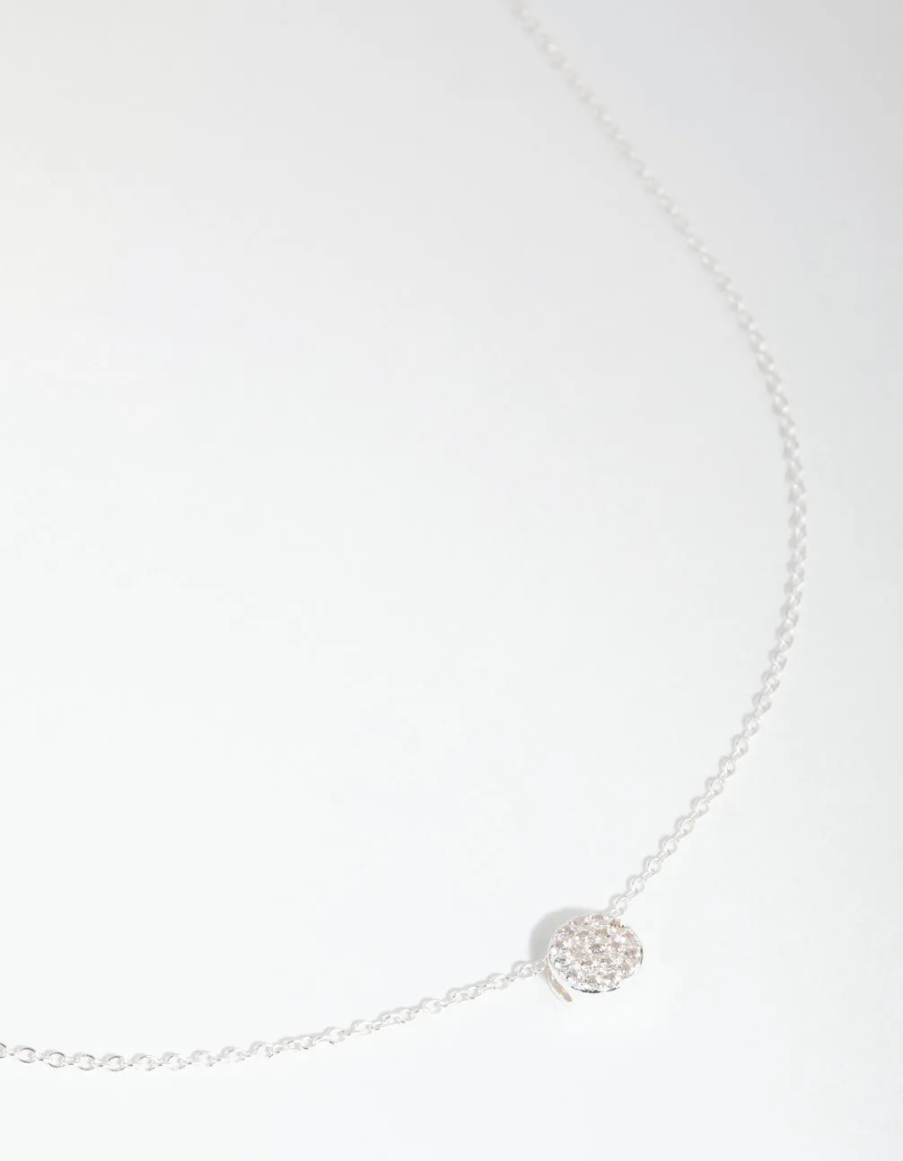 Sterling Silver Cubic Zirconia Pave Disc Necklace