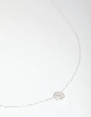 Sterling Silver Cubic Zirconia Pave Disc Necklace