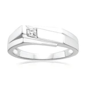 Sterling Silver Cubic Zirconia Three Tier Mens Ring