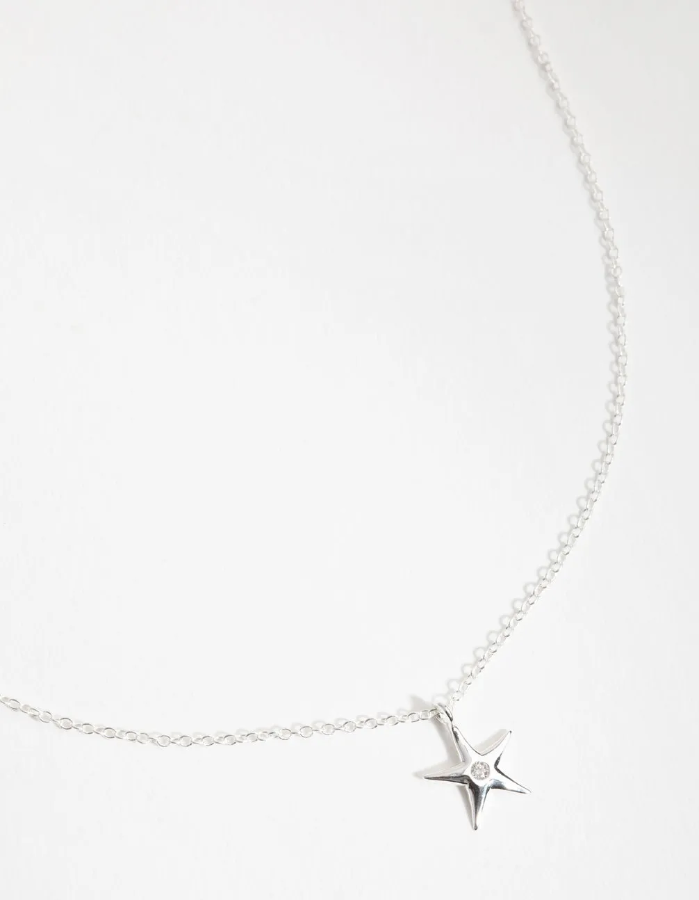 Sterling Silver Diamante Starfish Necklace