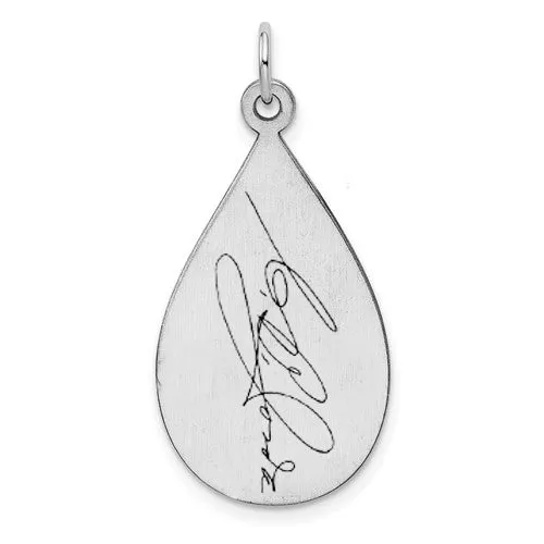 Sterling Silver Fingerprint Tear Drop Pendant