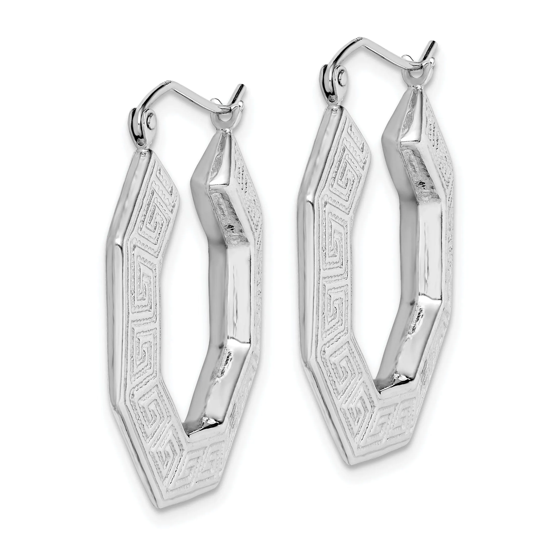 Sterling Silver Greek Key Hoop Earrings