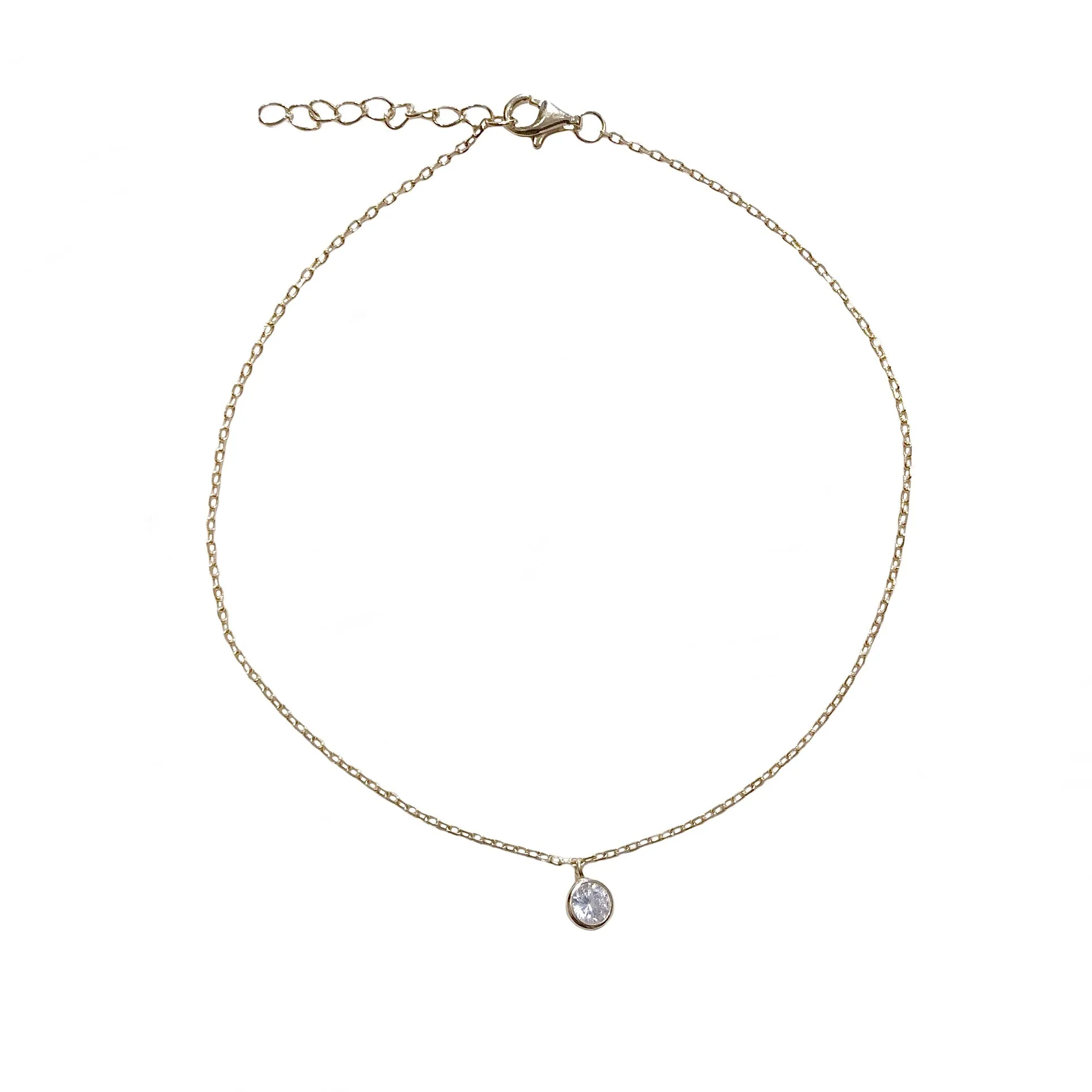 Sterling Silver Solo Bezel Anklet