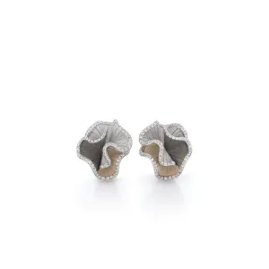 Sultana 0.48ct Round Diamond Earrings in 18K White Ice, Natural Beige and Black Lava Gold