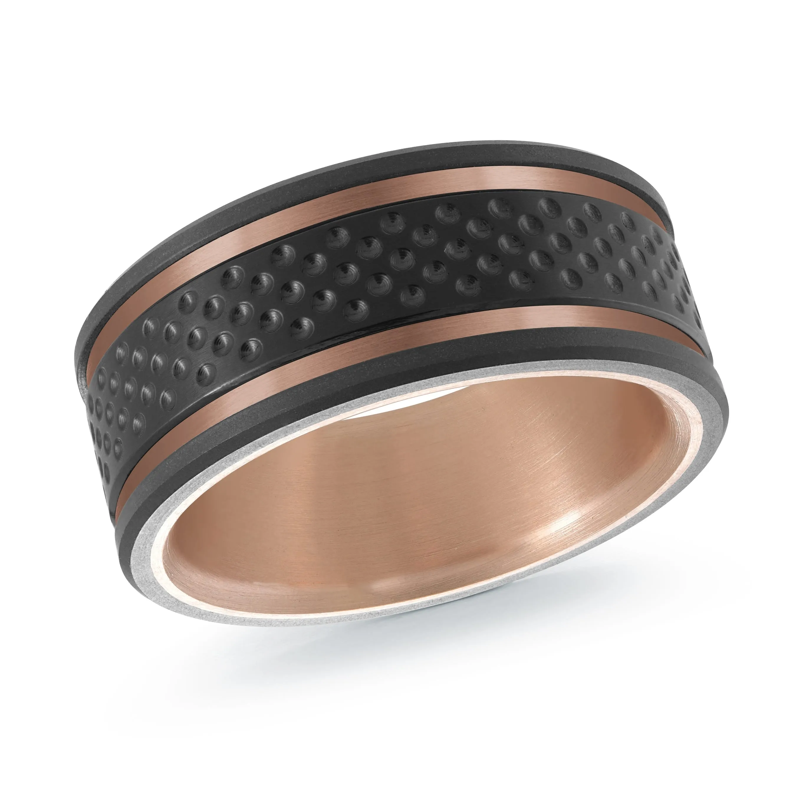 Tantalum with Carbon Fiber and 14K Rose Gold Ring from the Titanium Collection by Malo - MRDTI-019-9BP