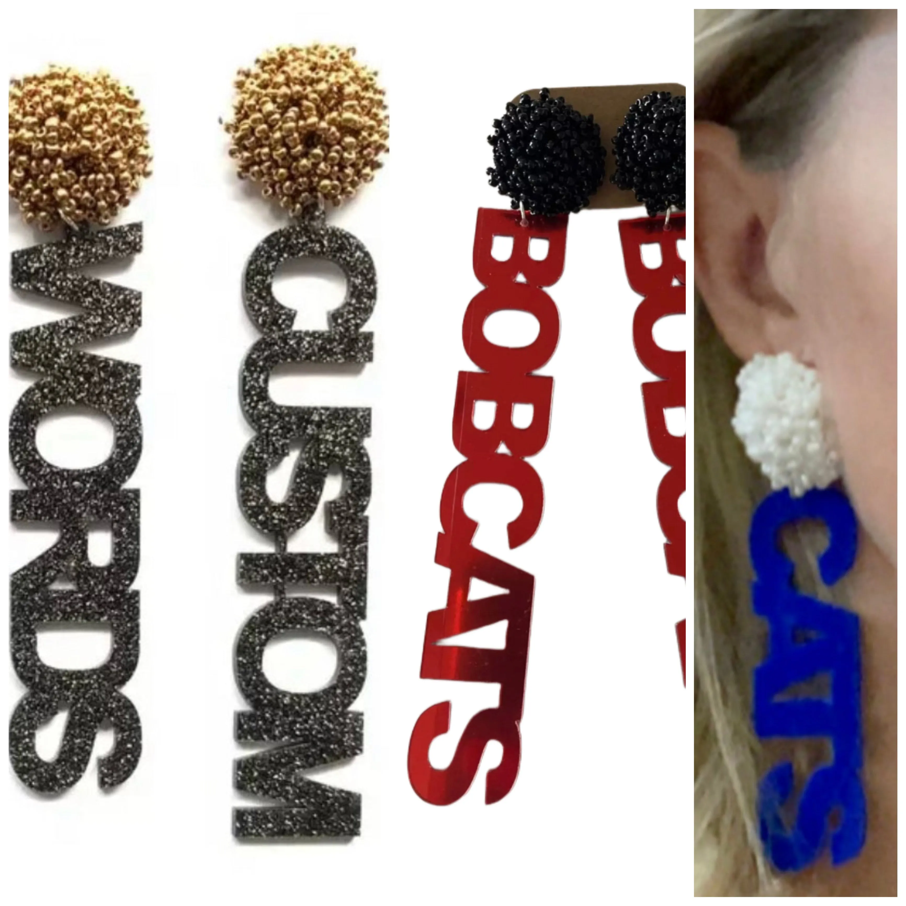 Team Pom Pom Earrings