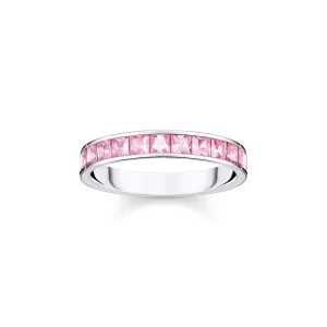 THOMAS SABO Heritage Pink Pave Silver Band Ring