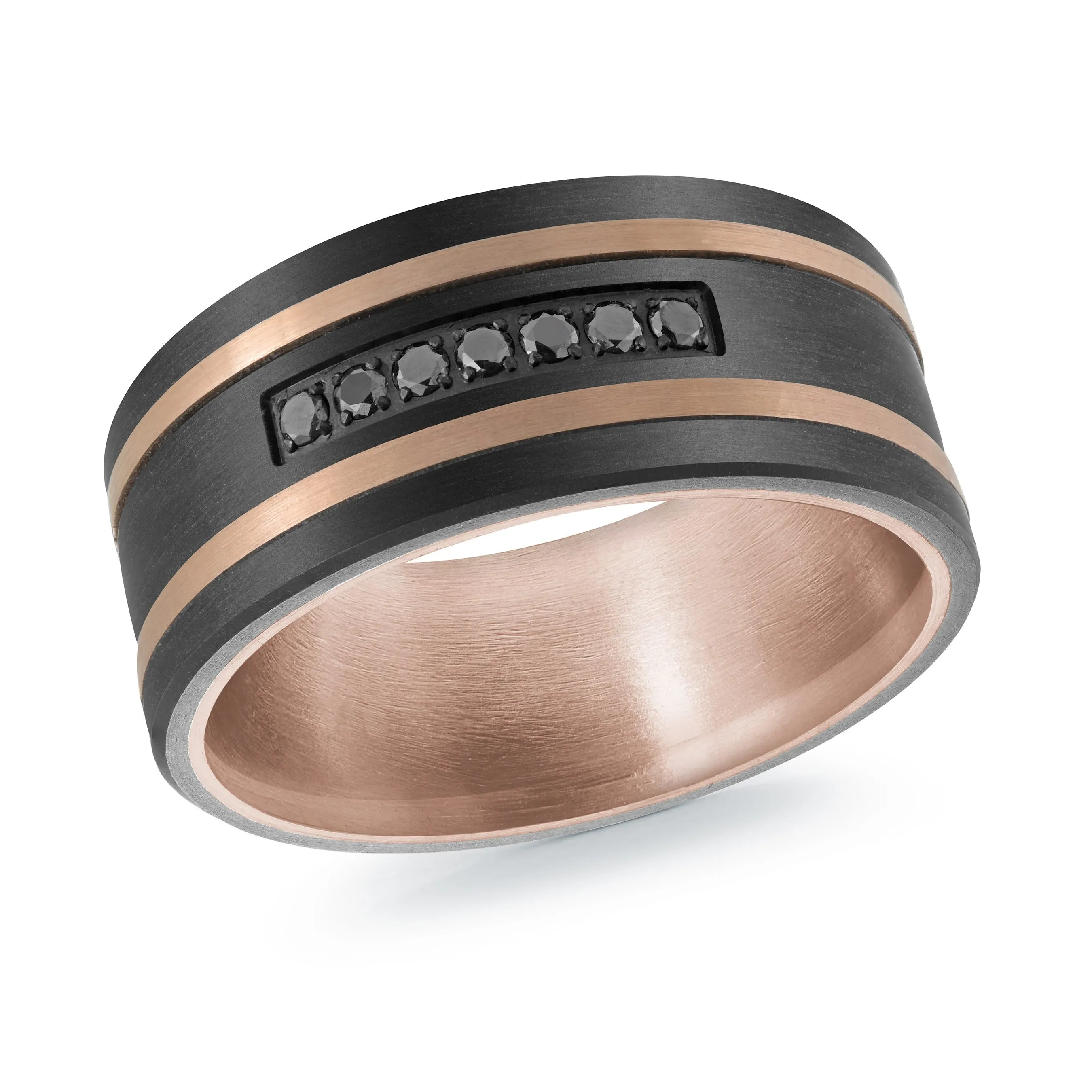 Titanium with Carbon Fiber and 14K Rose Gold Ring from the Titanium Collection by Malo - MRDTI-015-9BPBD