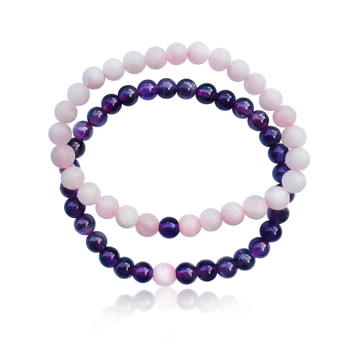 TWOgether Bracelet Pair: Amethyst and Rose Quartz