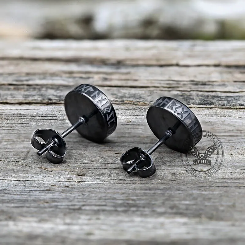 Viking Runes Stainless Steel Stud Earrings