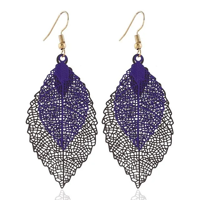 Vintage Luxury Bohemian Style Ladies' Leaf Shape Drop Earrings