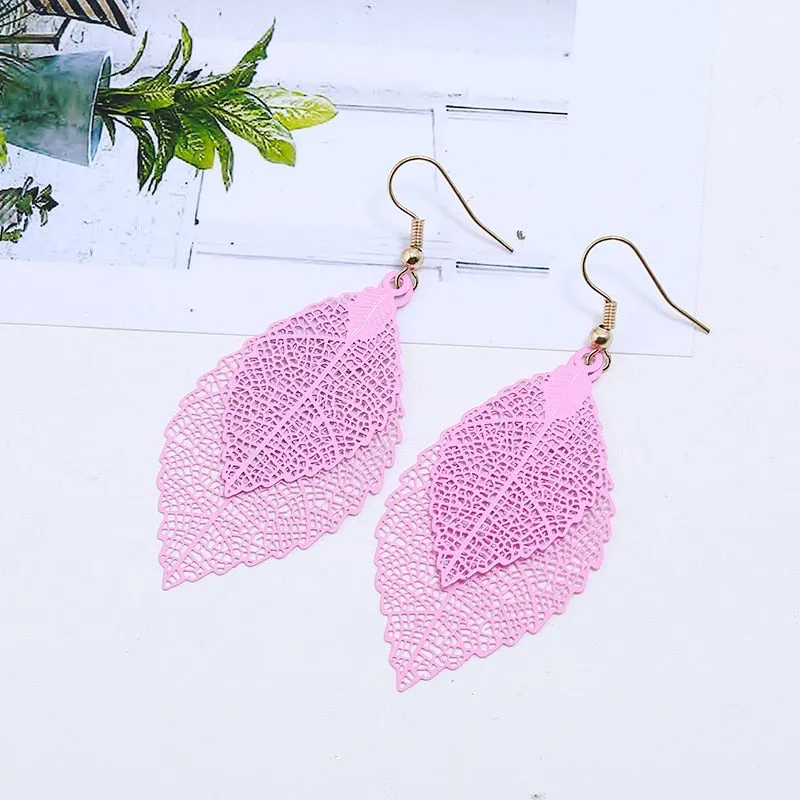 Vintage Luxury Bohemian Style Ladies' Leaf Shape Drop Earrings