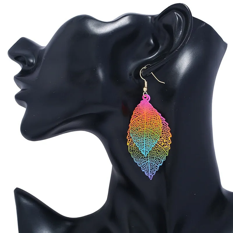 Vintage Luxury Bohemian Style Ladies' Leaf Shape Drop Earrings