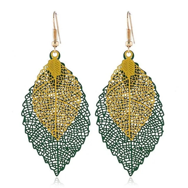 Vintage Luxury Bohemian Style Ladies' Leaf Shape Drop Earrings