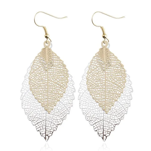 Vintage Luxury Bohemian Style Ladies' Leaf Shape Drop Earrings