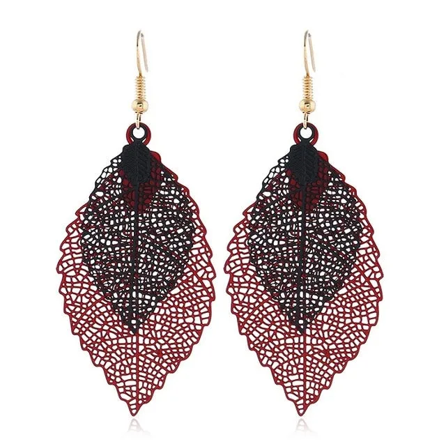 Vintage Luxury Bohemian Style Ladies' Leaf Shape Drop Earrings