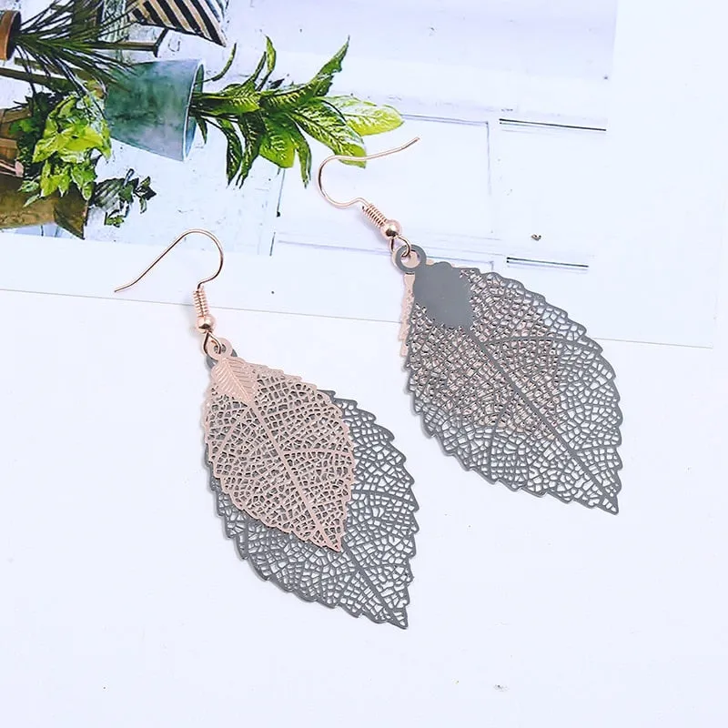 Vintage Luxury Bohemian Style Ladies' Leaf Shape Drop Earrings