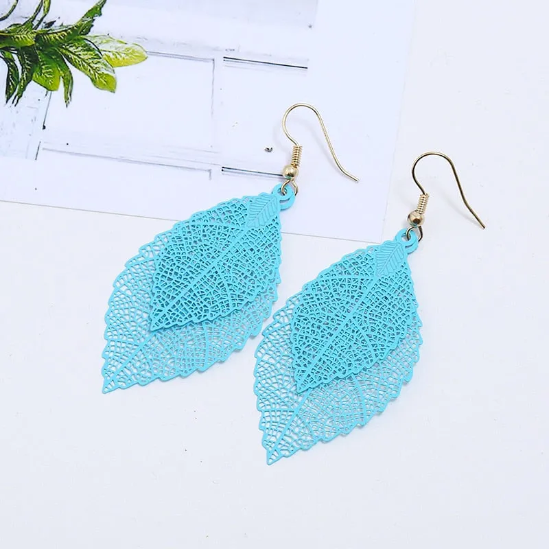 Vintage Luxury Bohemian Style Ladies' Leaf Shape Drop Earrings