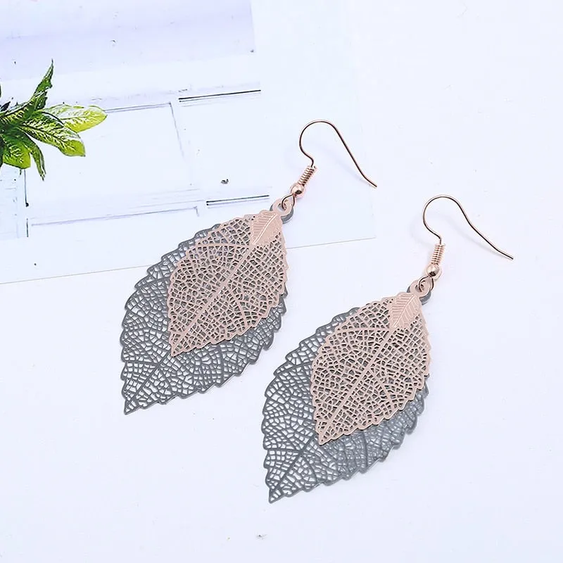 Vintage Luxury Bohemian Style Ladies' Leaf Shape Drop Earrings