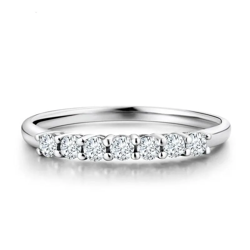 White Gold Plated 7 Stone Anniversary Ring 0.25ct Total