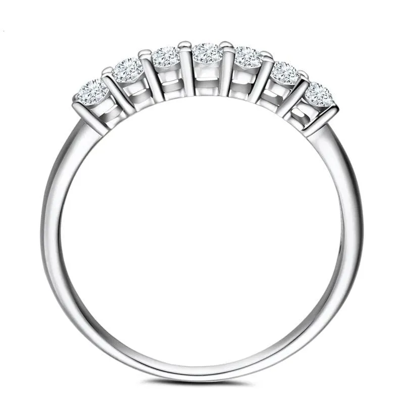 White Gold Plated 7 Stone Anniversary Ring 0.25ct Total