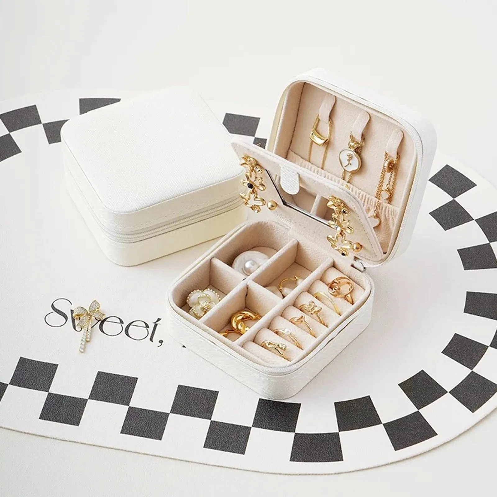 White PU Jewelry Box