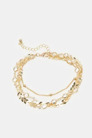 Women Gold Embellished Anklets