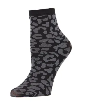 Women's MeMoi | Leopard Anklet Socks | Black