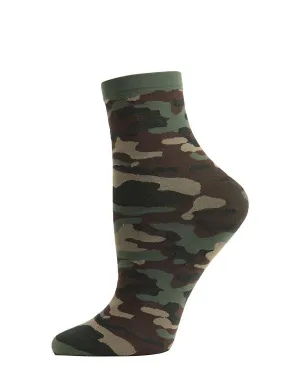 Women's MeMoi | You Can't See Me Camo Anklet Socks | Green